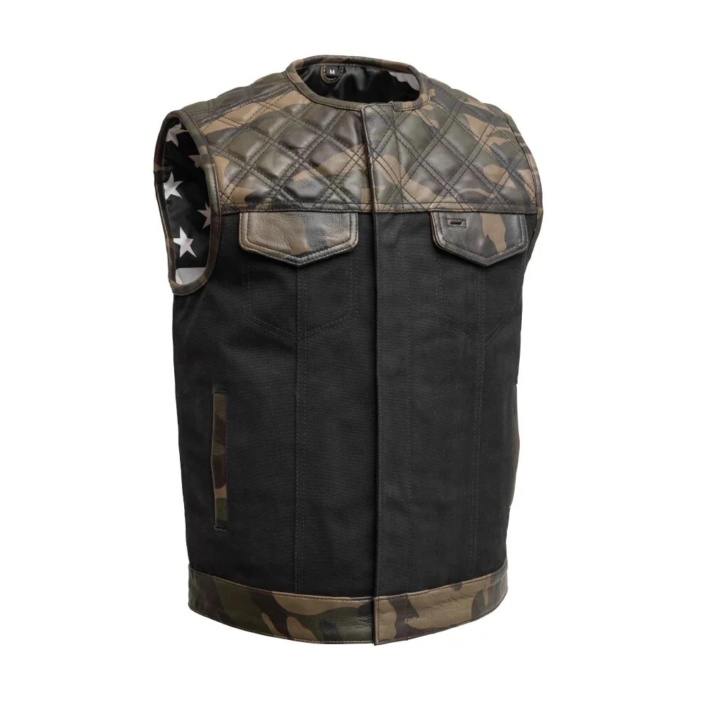 Hunt Club Ranger Mens clubstyle Vest Camo Double Diamond Stitched MotorcycleVest